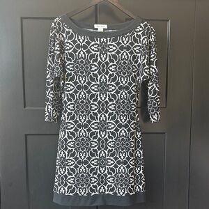 Elegant Black and White Long Sleeve Dress
